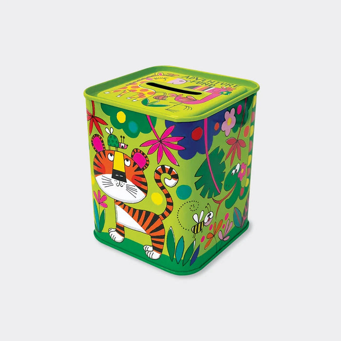 Rachel Ellen Money Box Tin - Adventure Fund Jungle Animals