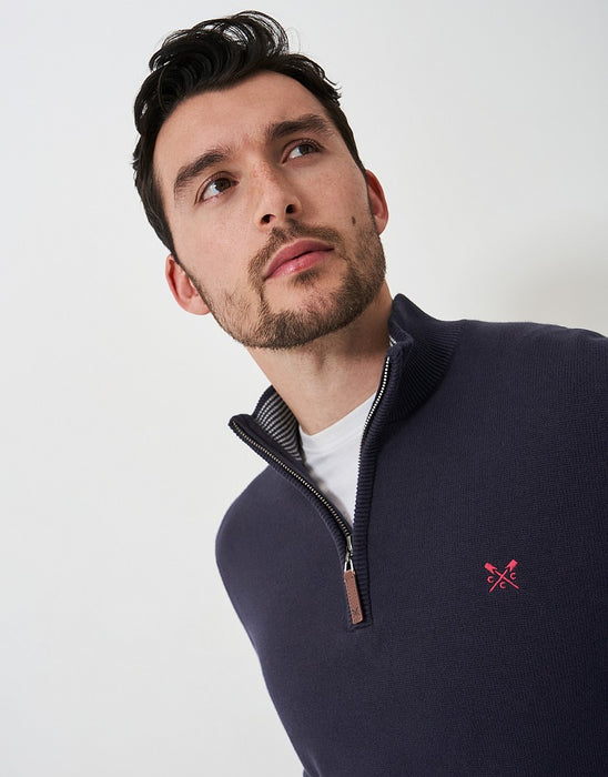 Crew Clothing Men's Classic Half Zip Knit Jumper Heritage Dark Navy