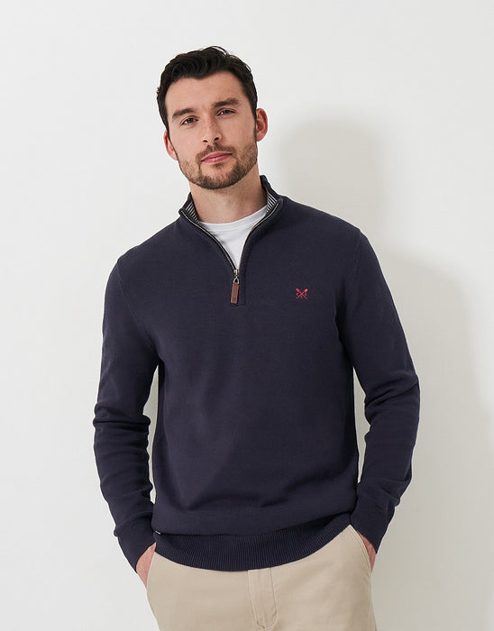 Crew Clothing Men's Classic Half Zip Knit Jumper Heritage Dark Navy
