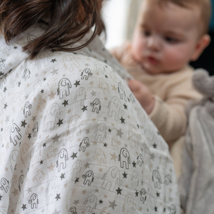 Ziggle Grey Elephant Muslin