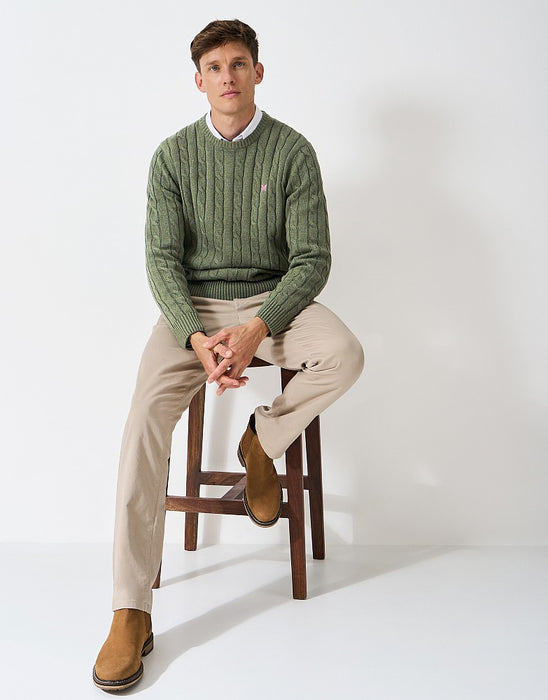 Crew Clothing Men's Oarsman Cable Crew Neck Jumper Thyme Marl