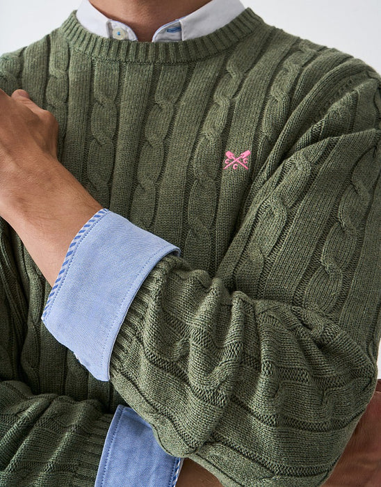 Crew Clothing Men's Oarsman Cable Crew Neck Jumper Thyme Marl