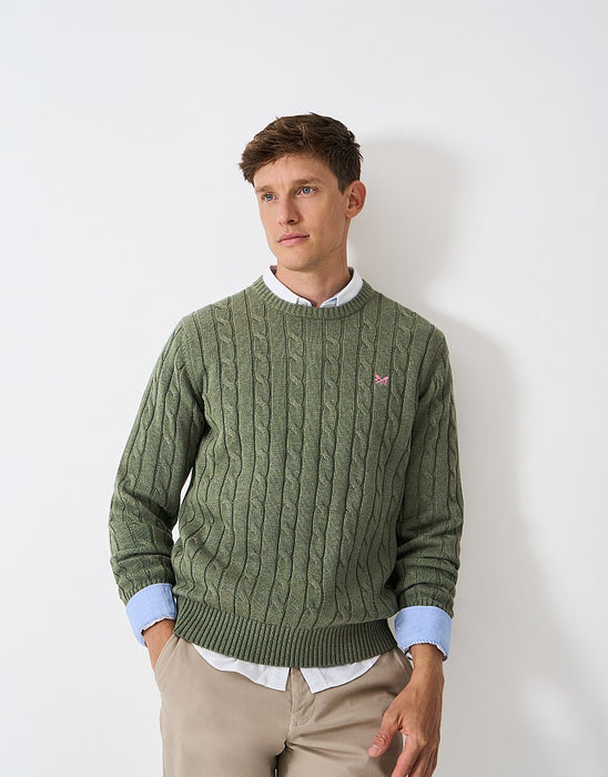 Crew Clothing Men's Oarsman Cable Crew Neck Jumper Thyme Marl