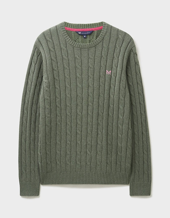 Crew Clothing Men's Oarsman Cable Crew Neck Jumper Thyme Marl