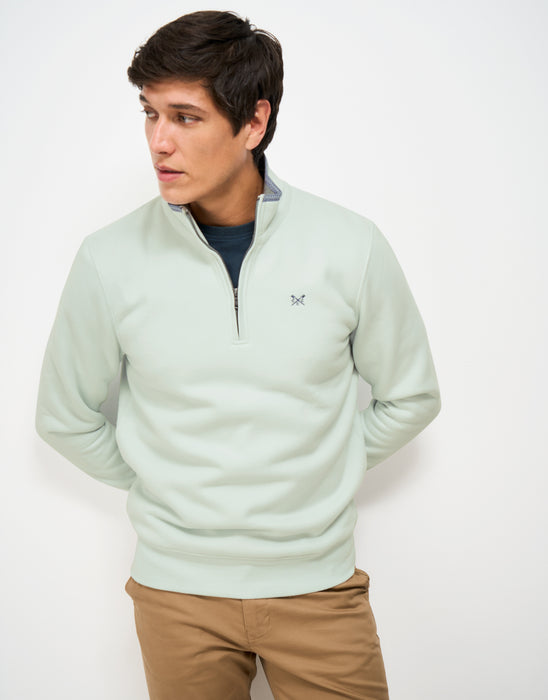 Crew Clothing Mens Classic Half Zip Sweatshirt In Crystal Blue