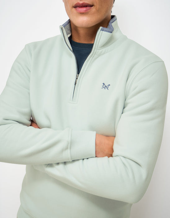 Crew Clothing Mens Classic Half Zip Sweatshirt In Crystal Blue