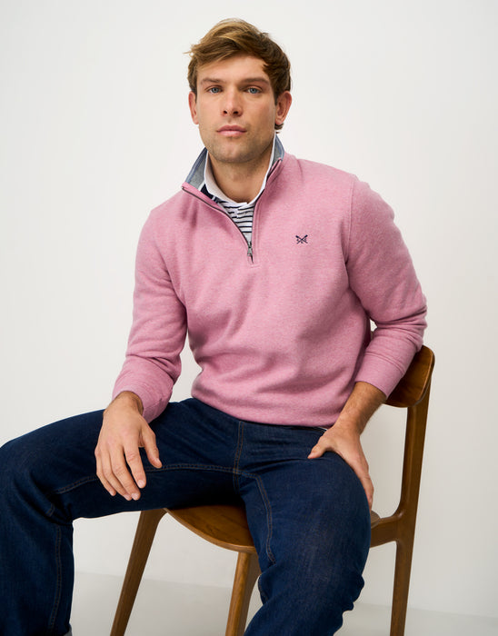 Crew Clothing Men's Classic Half Zip Sweatshirt In Pine Marl