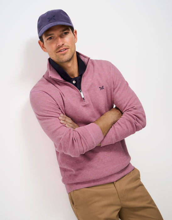 Crew Clothing Mens French Rib Half Zip Jumper In Pine Cta Marl