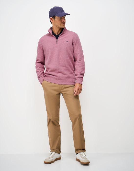 Crew Clothing Mens French Rib Half Zip Jumper In Pine Cta Marl