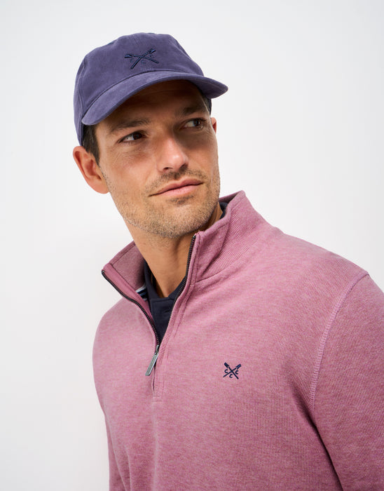 Crew Clothing Mens French Rib Half Zip Jumper In Pine Cta Marl
