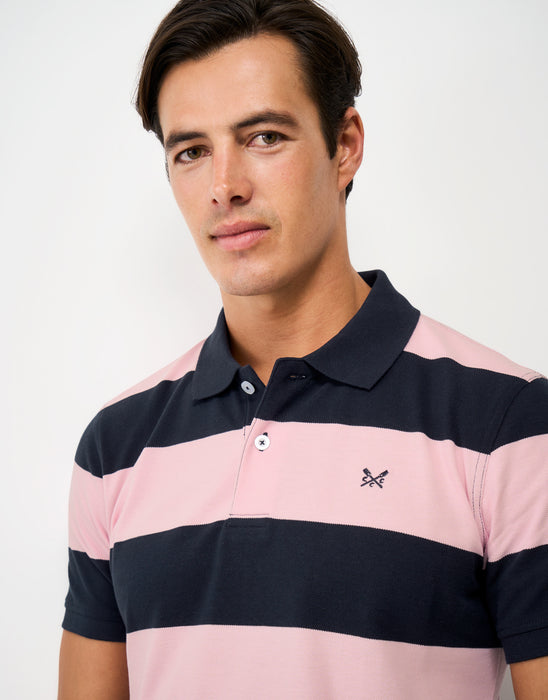 Crew Clothing Mens Heritage Striped Polo In Heritage Navy Pink