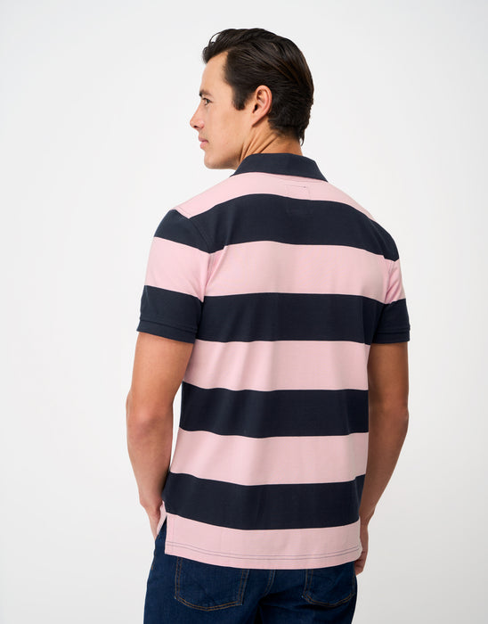 Crew Clothing Mens Heritage Striped Polo In Heritage Navy Pink