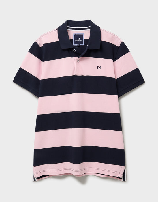 Crew Clothing Mens Heritage Striped Polo In Heritage Navy Pink