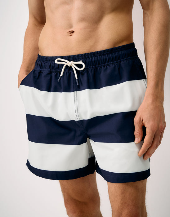 Crew Clothing Men's Heritage Stripe Swim Shorts In Heritage Dark Necru