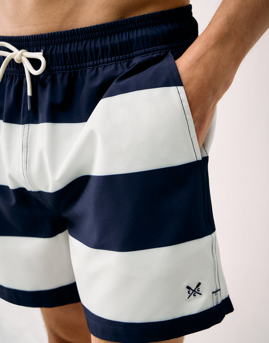 Crew Clothing Men's Heritage Stripe Swim Shorts In Heritage Dark Necru