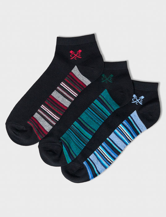 Crew Clothing Mens 3 Pack Bamboo Socks In Black Multi