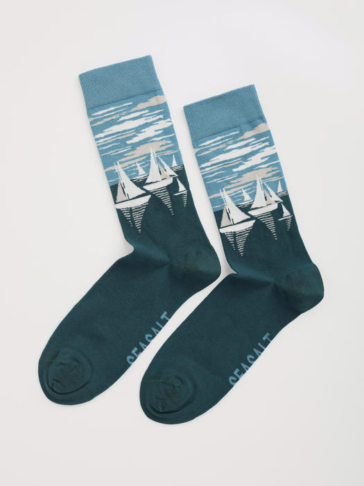 Seasalt Men's Arty Socks In Elemental Kingfisher