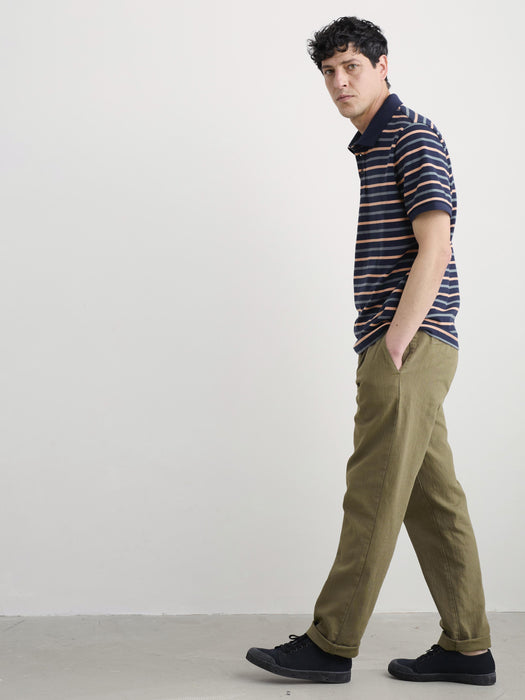 Seasalt Men's Balefire Striped Polo In Duet Breton Maritime Oyster Pink