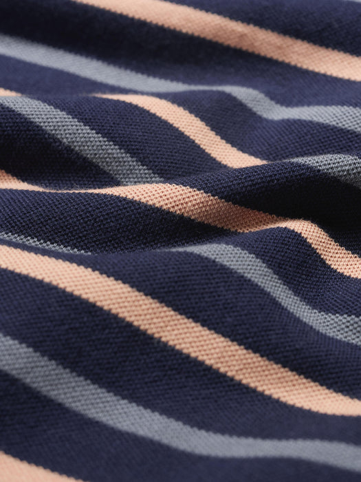 Seasalt Men's Balefire Striped Polo In Duet Breton Maritime Oyster Pink