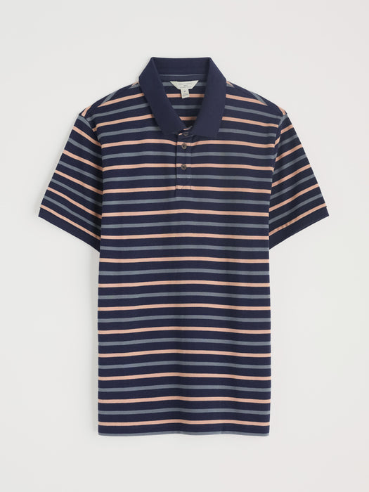 Seasalt Men's Balefire Striped Polo In Duet Breton Maritime Oyster Pink