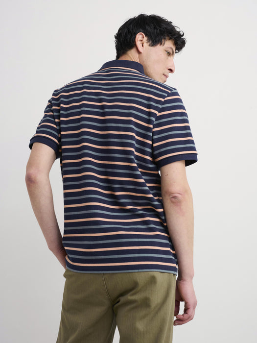 Seasalt Men's Balefire Striped Polo In Duet Breton Maritime Oyster Pink