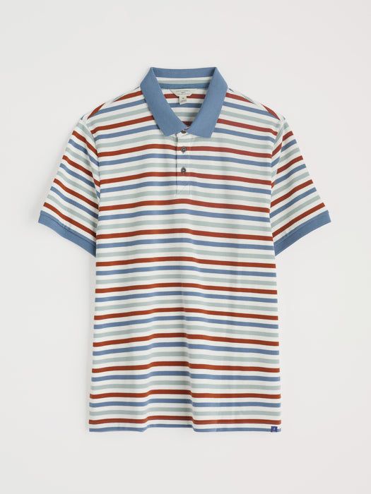 Seasalt Men's Balefire Striped Polo In Tri Mini Cornish Chalk Jasper