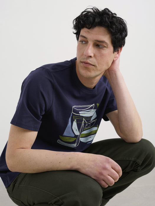 Seasalt Men's Midwatch Organic Cotton T-Shirt In Hull Sketch Maritime