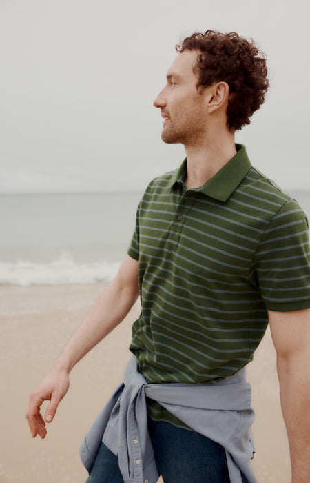 Seasalt Men's Balefire Stripe Polo In Upsurge Dark Willow