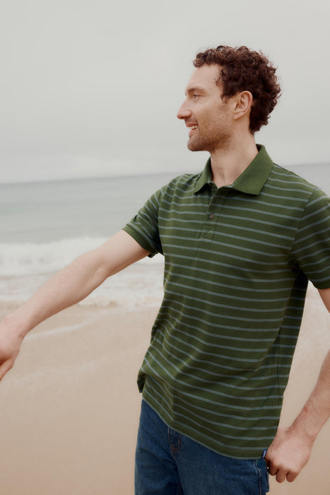 Seasalt Men's Balefire Stripe Polo In Upsurge Dark Willow