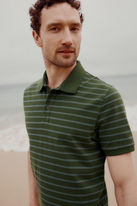 Seasalt Men's Balefire Stripe Polo In Upsurge Dark Willow