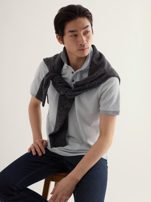 Seasalt Men's Balefire Stripe Polo In Woad Quarry