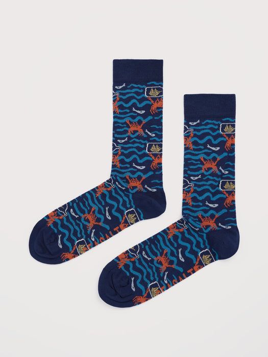 Seasalt Men's Bamboo Arty Socks In Summer Nautical Squall