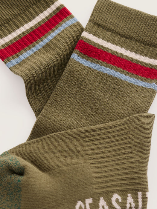 Seasalt Men's Cushioned Crew Socks In Dunmere Light Olive Twist