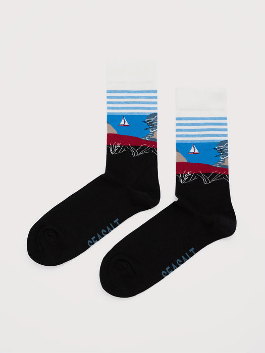 Seasalt Men's Postcard Socks In Landscape View Inkwell