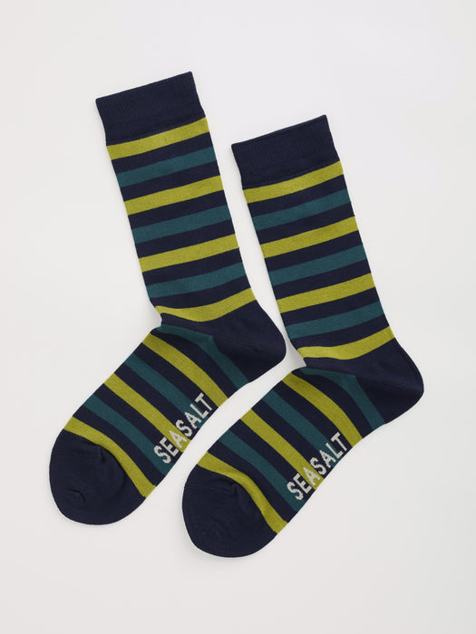 Seasalt Men's Sailor Socks In Duet Mini Cornish Kingfisher