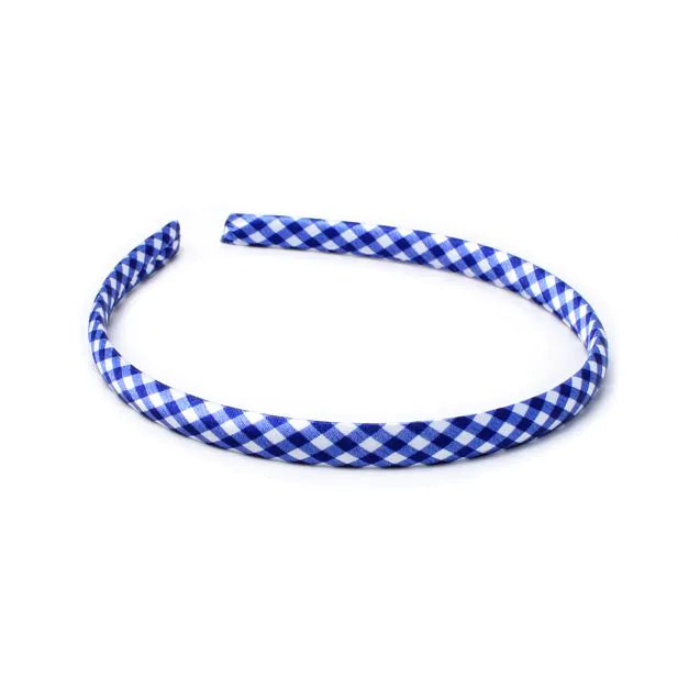 Molly & Rose 1cm Wide Recycled Royal Blue Gingham School Aliceband