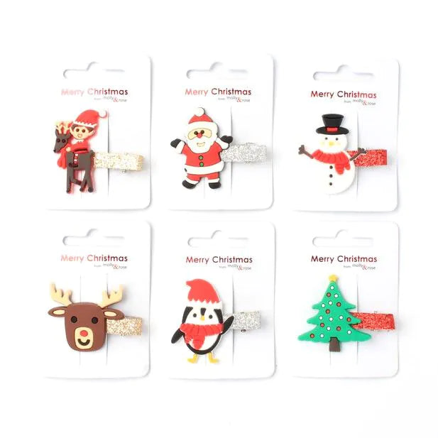 Molly & Rose Assorted Christmas Character Beak Clips 3cm
