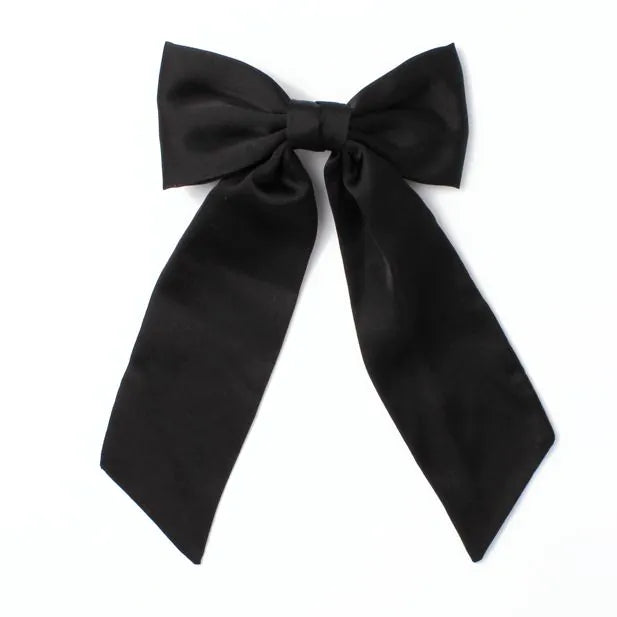 Molly & Rose Black Bow Barrette Clip With Tails 10cm