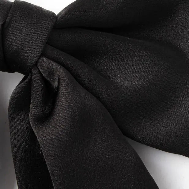 Molly & Rose Black Bow Barrette Clip With Tails 10cm