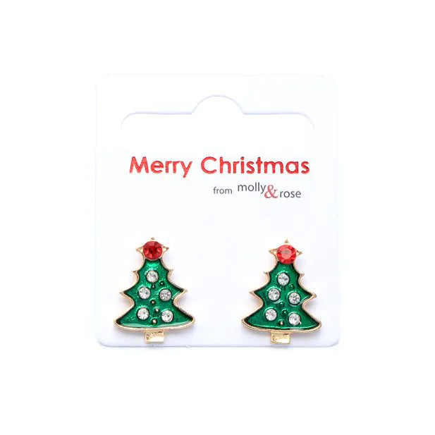 Molly & Rose Diamante Christmas Tree Earrings