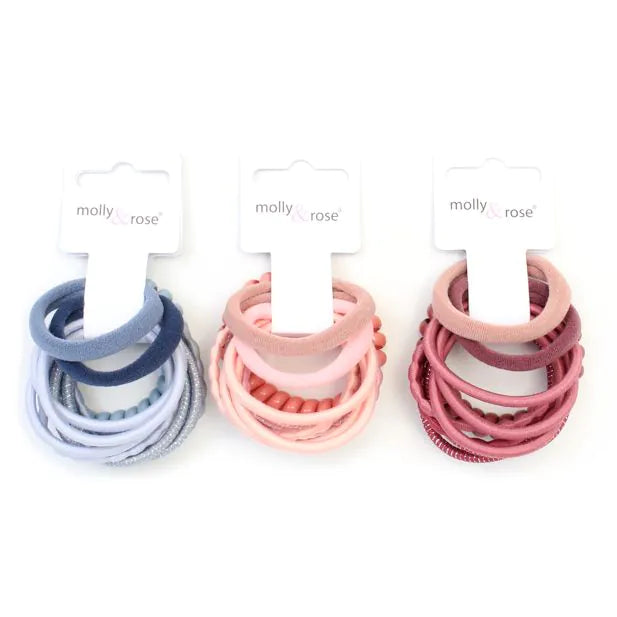 Molly & Rose Elastics - Assorted - Card Of 10 - Mixed Thickness