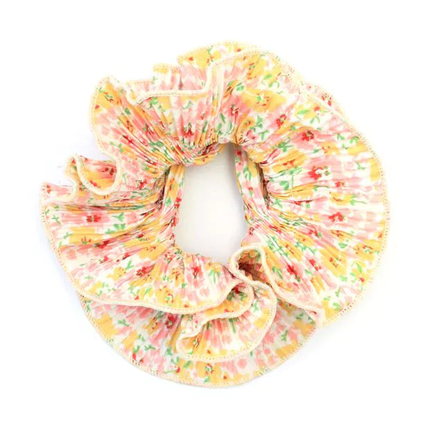 Molly & Rose Extra Large Double Layered Yellow Ditsy Floral Scrunchie