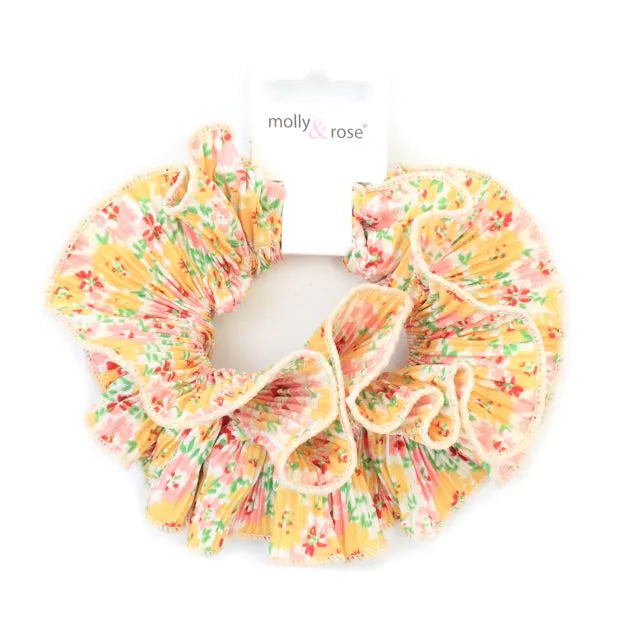 Molly & Rose Extra Large Double Layered Yellow Ditsy Floral Scrunchie