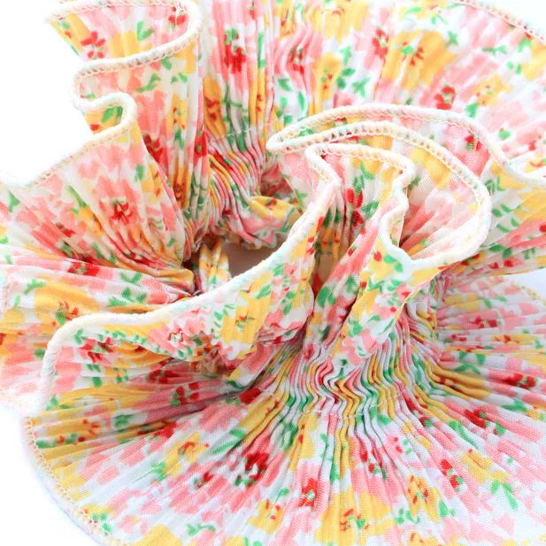 Molly & Rose Extra Large Double Layered Yellow Ditsy Floral Scrunchie