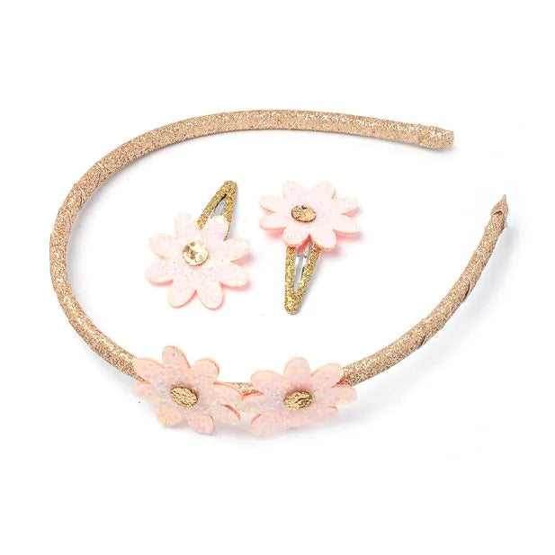 Molly & Rose Glitter Flower Sleepies And Aliceband Set