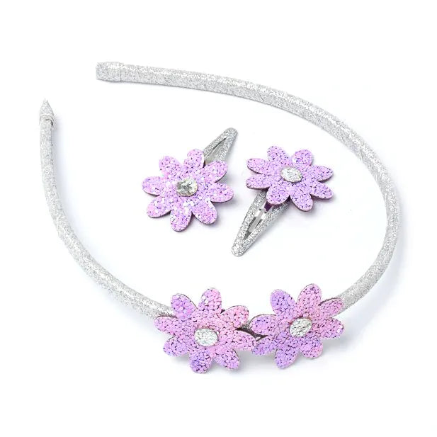 Molly & Rose Glitter Flower Sleepies And Aliceband Set