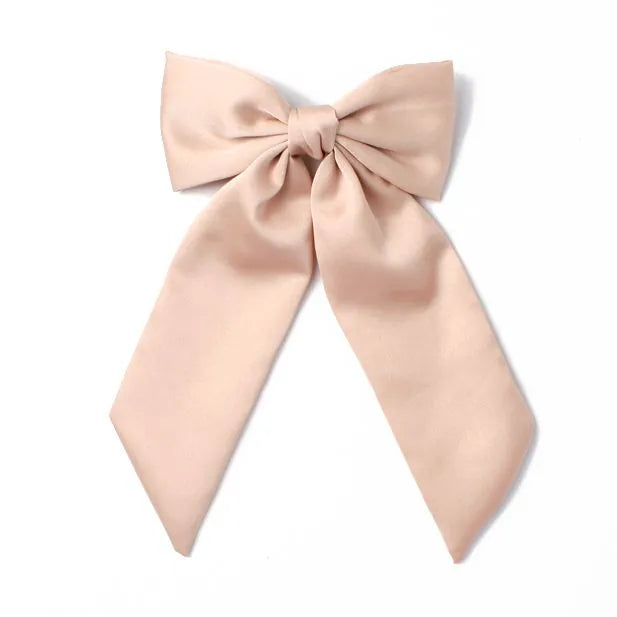 Molly & Rose Nude Bow Barrette Clip With Tails 10cm