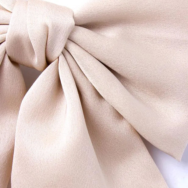 Molly & Rose Nude Bow Barrette Clip With Tails 10cm