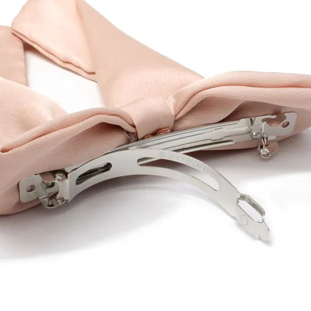 Molly & Rose Nude Bow Barrette Clip With Tails 10cm