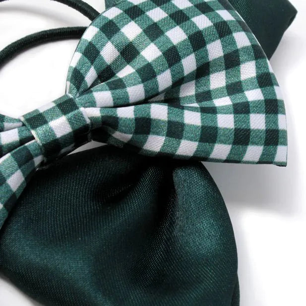 Molly & Rose Recycled School Bow Elastics In Bottle Green